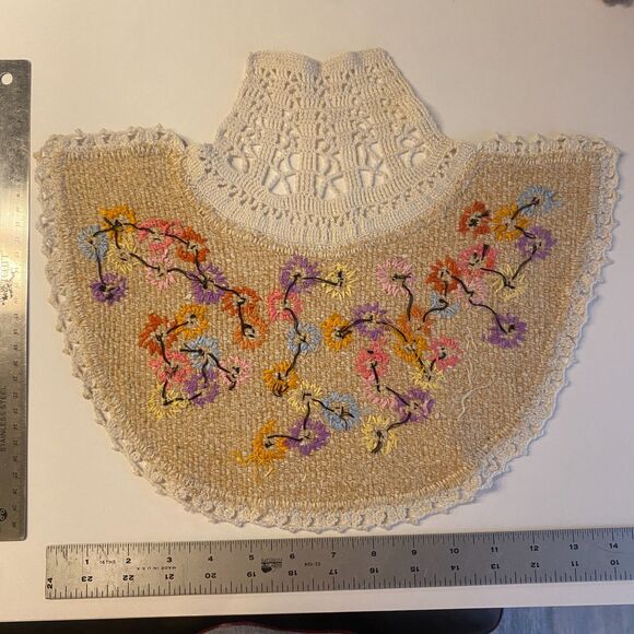VTG Crocheted Embroidered Chair Head & Arm Cover Protectors Cotton Grannycore - Picture 6 of 15